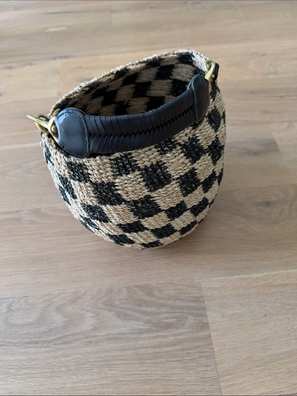 Clare V Checkered Woven Handbag in Black & Natural - Picture 6 of 6